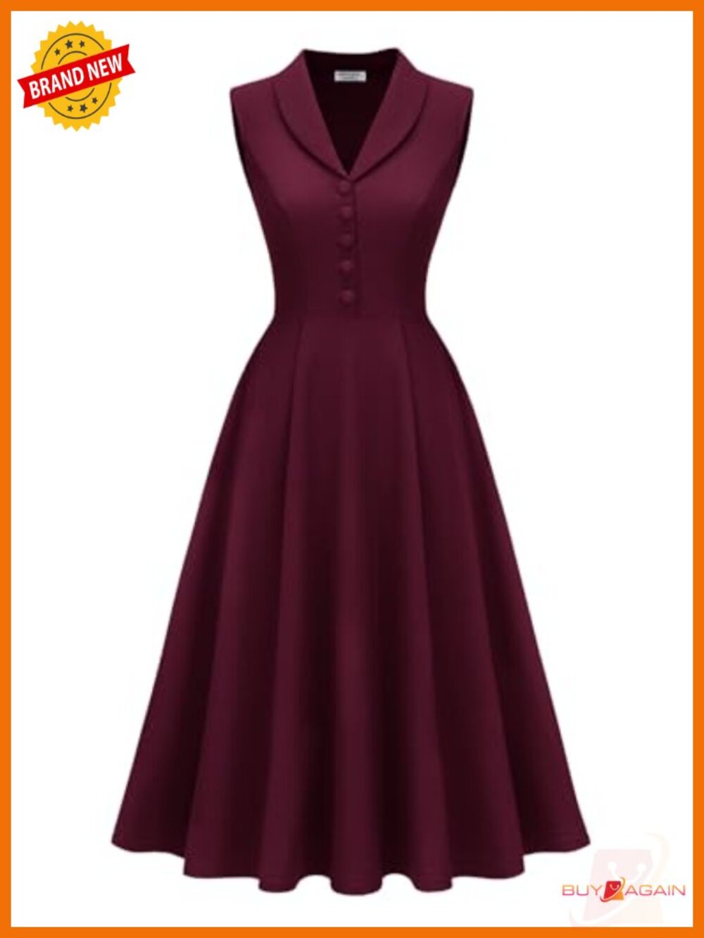 Vintage 1950s Midi Cocktail Dress Sleeveless A-Line Semi-Formal